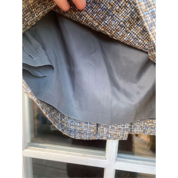 Gianni NWT Nordstrom Tan Blue Tweed Plaid Pencil Skirt Size 10, MSRP $108 - Picture 6 of 11